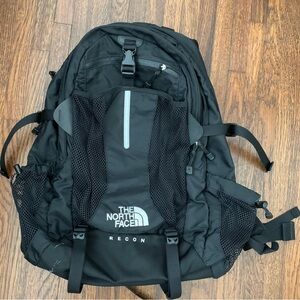 North Face Recon Black Backpack with Multiple Pockets